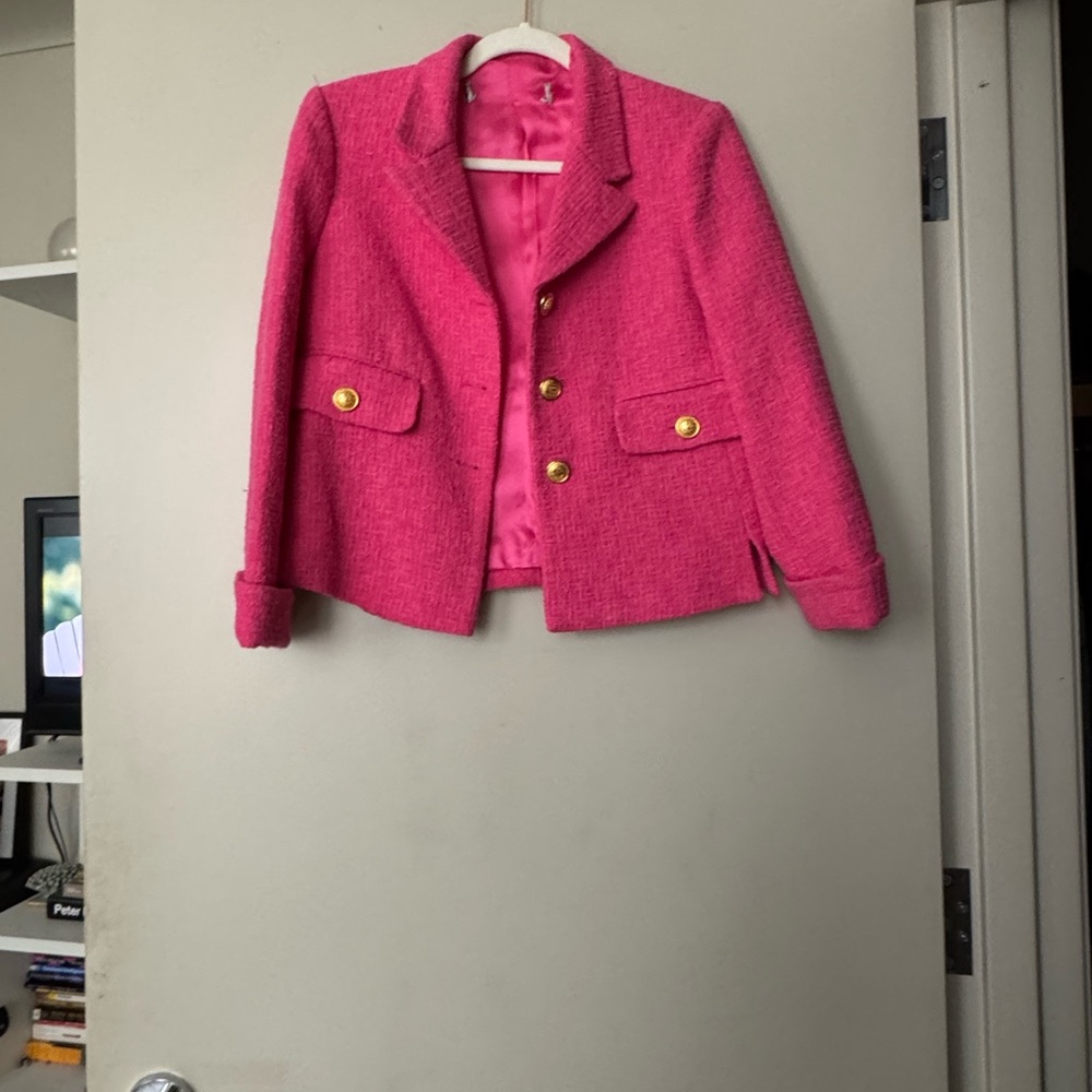 Zara Fuchsia Blazer with Gold Accents